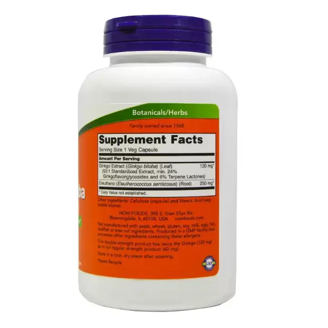 Витамины NOW Гинкго Билоба плюс для улучшения работы мозга, 120 мг, 50 шт в интернет-магазине
