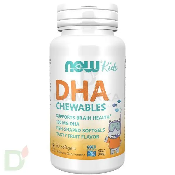 Витамины NOW Омега-3 детская для улучшения памяти и внимания, жевательные пастилки, 1000DHA, 60 шт в интернет-магазине