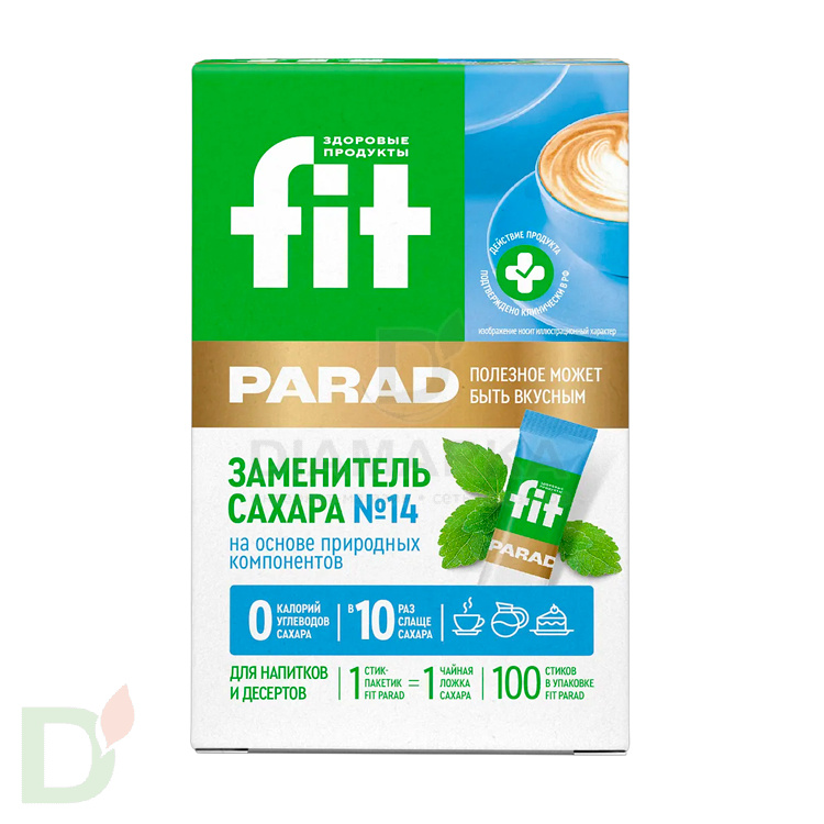 Заменитель сахара "ФитПарад" №14 Стевия (саше) 100 штук