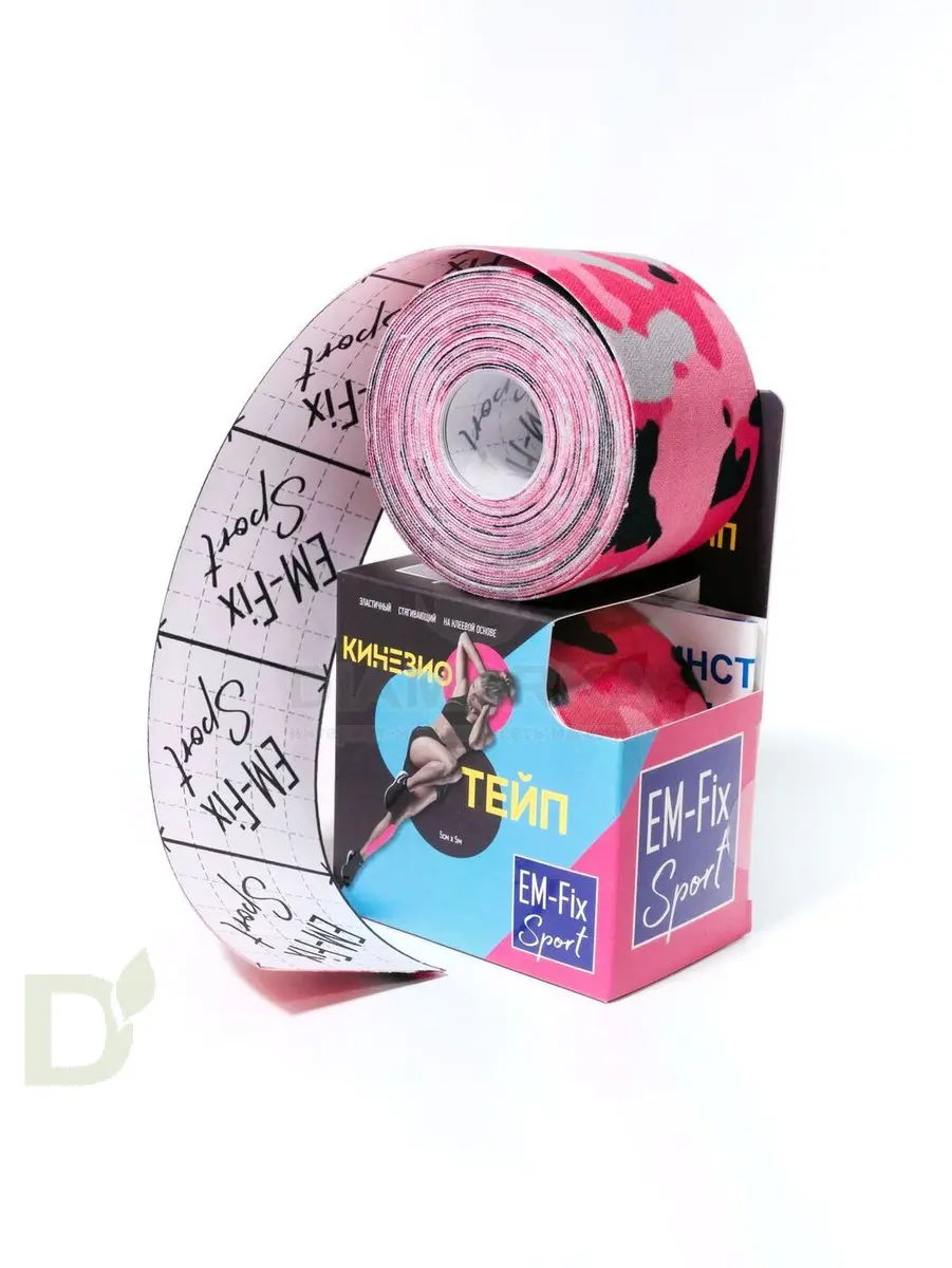 Тейп EM-Fix Sport, РОЗОВЫЙ камуфляж