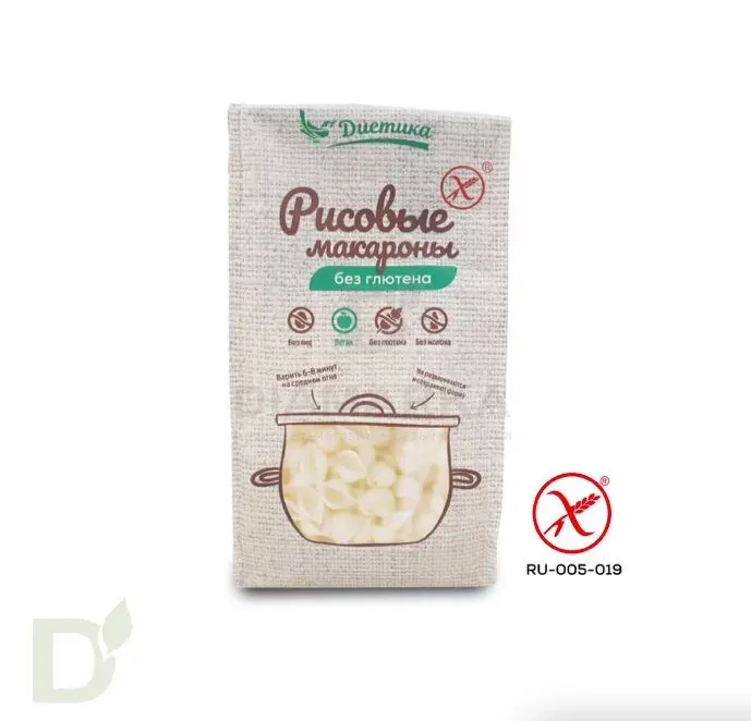 Макароны безглютеновые рисовые Диетика Ракушка 250г