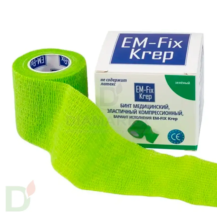 Бинт эластичный когезивный EM-fix krep Лайм, 5 см х 4,5 м в интернет-магазине