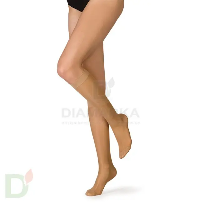 Гольфы компрессионные прозрачные JW-111, 1 класс компрессии, Бежевый / Черный