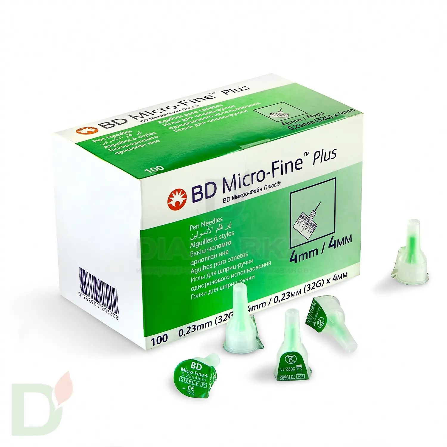 Иглы МикроФайн Плюс 4мм (32G), 100 штук, для шприц-ручек